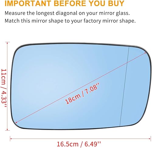 Miniatura 3 de X AUTOHAUX Espejo de vidrio calentado con placa de respaldo lado pasajero lado derecho espejo retrovisor vidrio para BMW 745i 750i