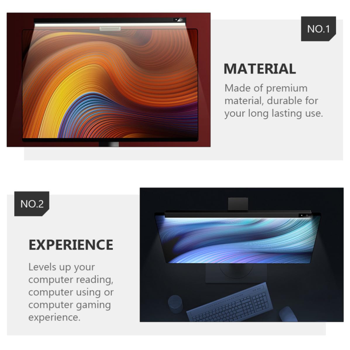 Lámpara de Pantalla LED para Ordenador Diseño Colgante, Protección Ocular, Material Abs y Luz Ajustable para Lectura y Uso Escolar