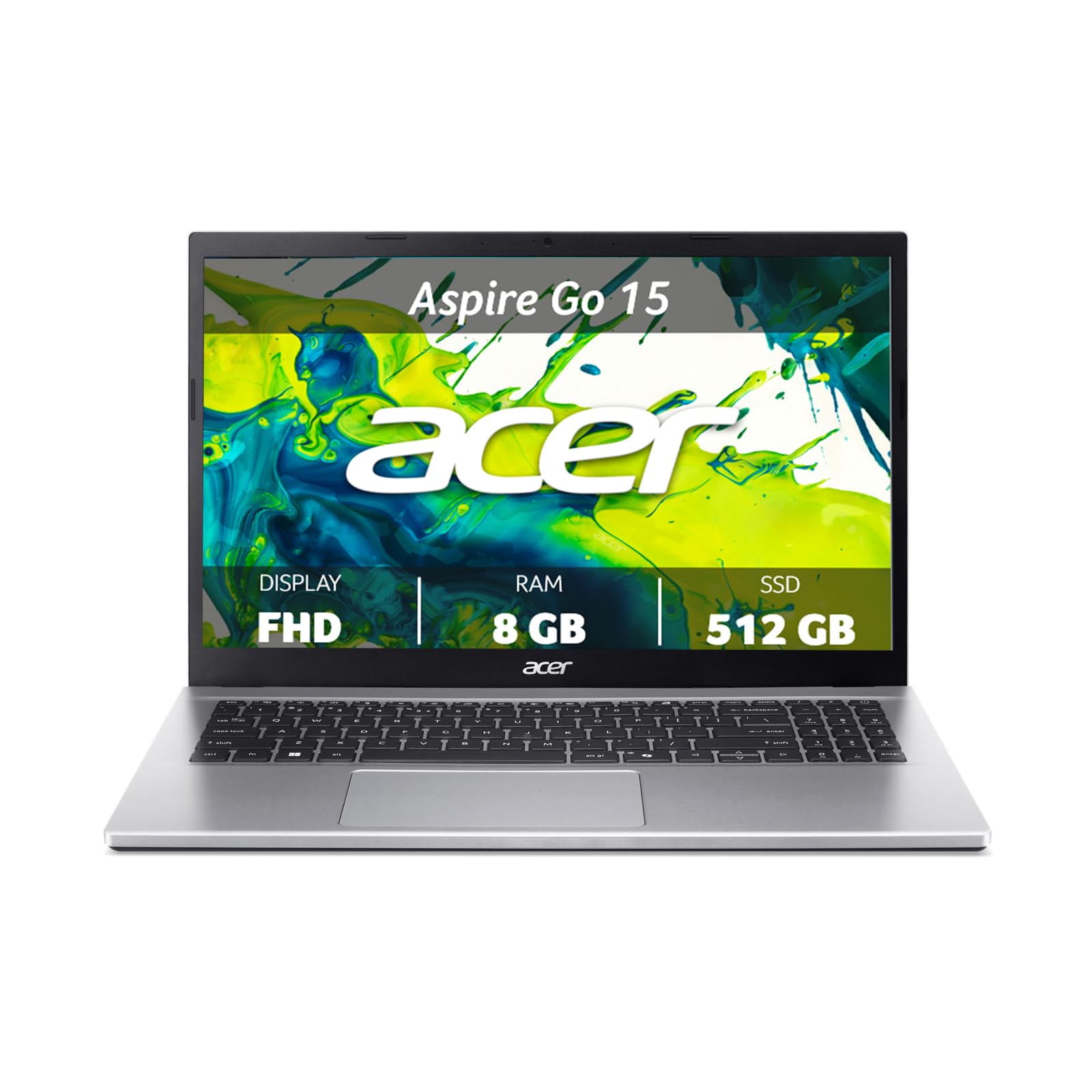 Acer Aspire Go 15 AG15-42P-R67Q Notebook PC Portatile, Silver | AMD Ryzen™ 7 5825U, RAM 8 GB DDR4, 512 GB SSD, Display 15.6" FHD, AMD Radeon, Windows 11 Home, Senza alimentatore