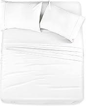 Bed Sheet Queen Size Bed, 400 TC Cotton Polyester Fabric Light Weight Soft & Easy Care, 3PCS Queen Size Bedsheet 1 Flat Sheet (92 X 102) with 2 Pillow Cover (17 X 27) - White