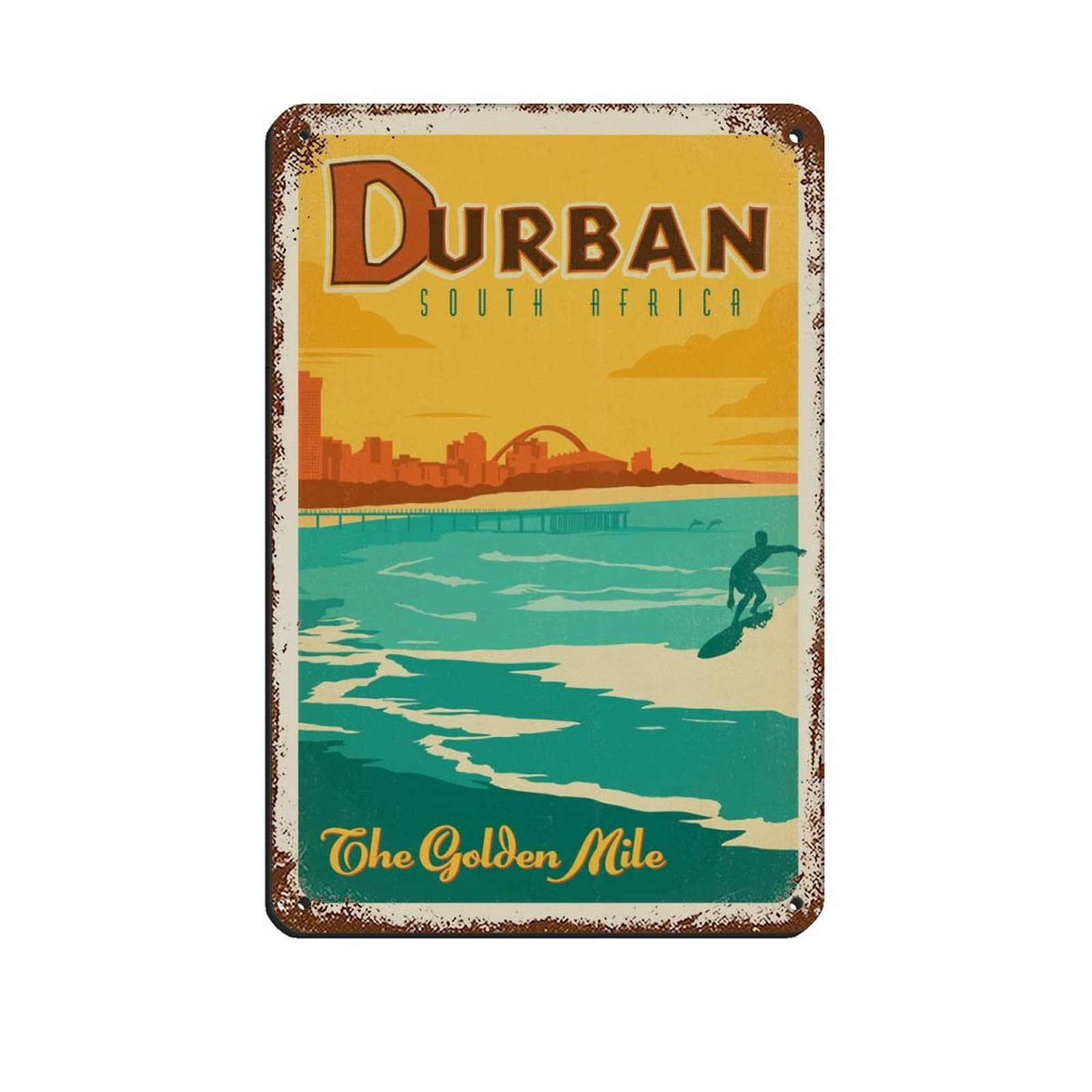Metal Signs South Africa Durban Funny Travel Tin Signs Bar Coffee Home Room Art Wall Plaque Decor Gift Outdoor Indoor 30x20CM