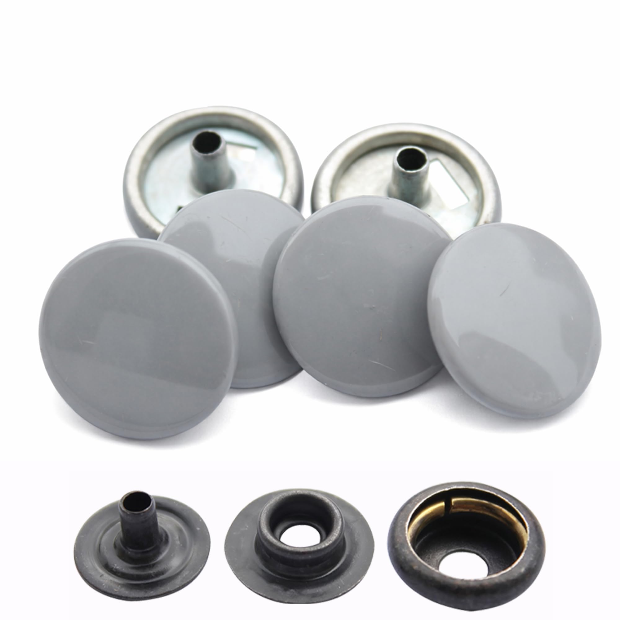 WedDecor Light Grey 15mm Press Studs Heavy Duty Metal Nickle Free 4 Parts Snap Fasteners Rivets Button for Leather Crafts, Jackets, Bags, Straps, Jeans, Clothes Repair - Pack of 1000 — image 1