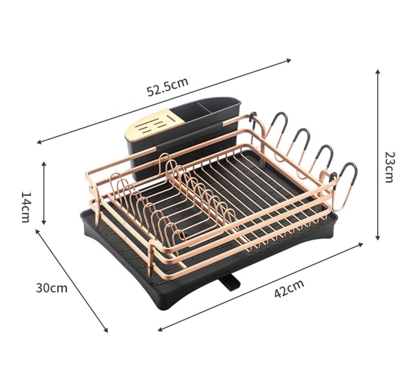Stojak do suszenia Naczyń Suszarka Do Naczyń Kuchennych Ze Stopu Aluminium Ociekacz Do Zlewu Stojak Do Przechowywania Półka Organizer Ociekacz do Naczyń (Color : B, Size : 52.5 * 23 * 30cm)