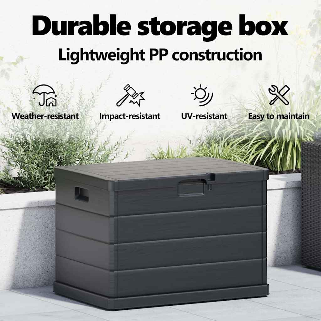 vidaXL Scatola di Stoccaggio per Giardino con archiviazione Antracite, Scatola di stoccaggio Rettangolare per Giardino e terrazzo, Un Organiser Moderno per Esterni