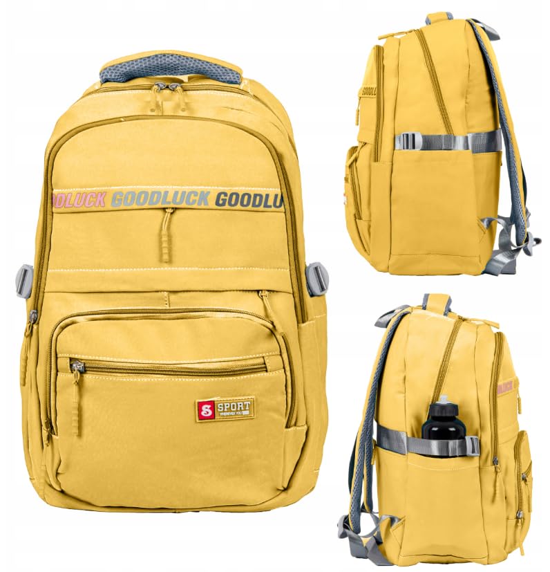 Bivacc Mochila Escolar Juvenil Nomad XXL – Gran Capacidad 22L, Impermeable, con Puerto USB, Multibolsillo (Amarillo)
