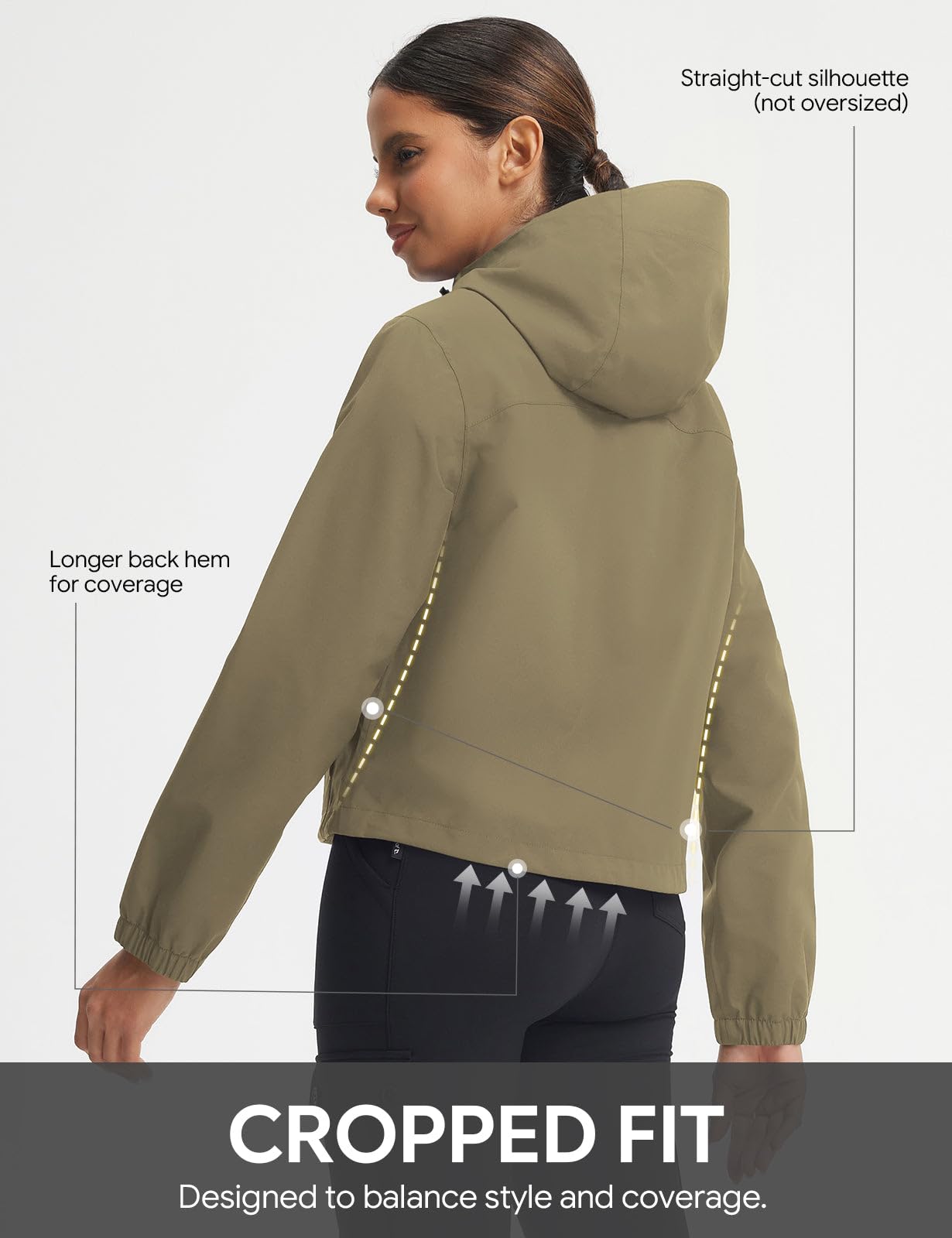 baleaf Chaquetas impermeables con capucha para mujer, cortavientos, ligera, corta para mujer, para senderismo, senderismo, ciclismo