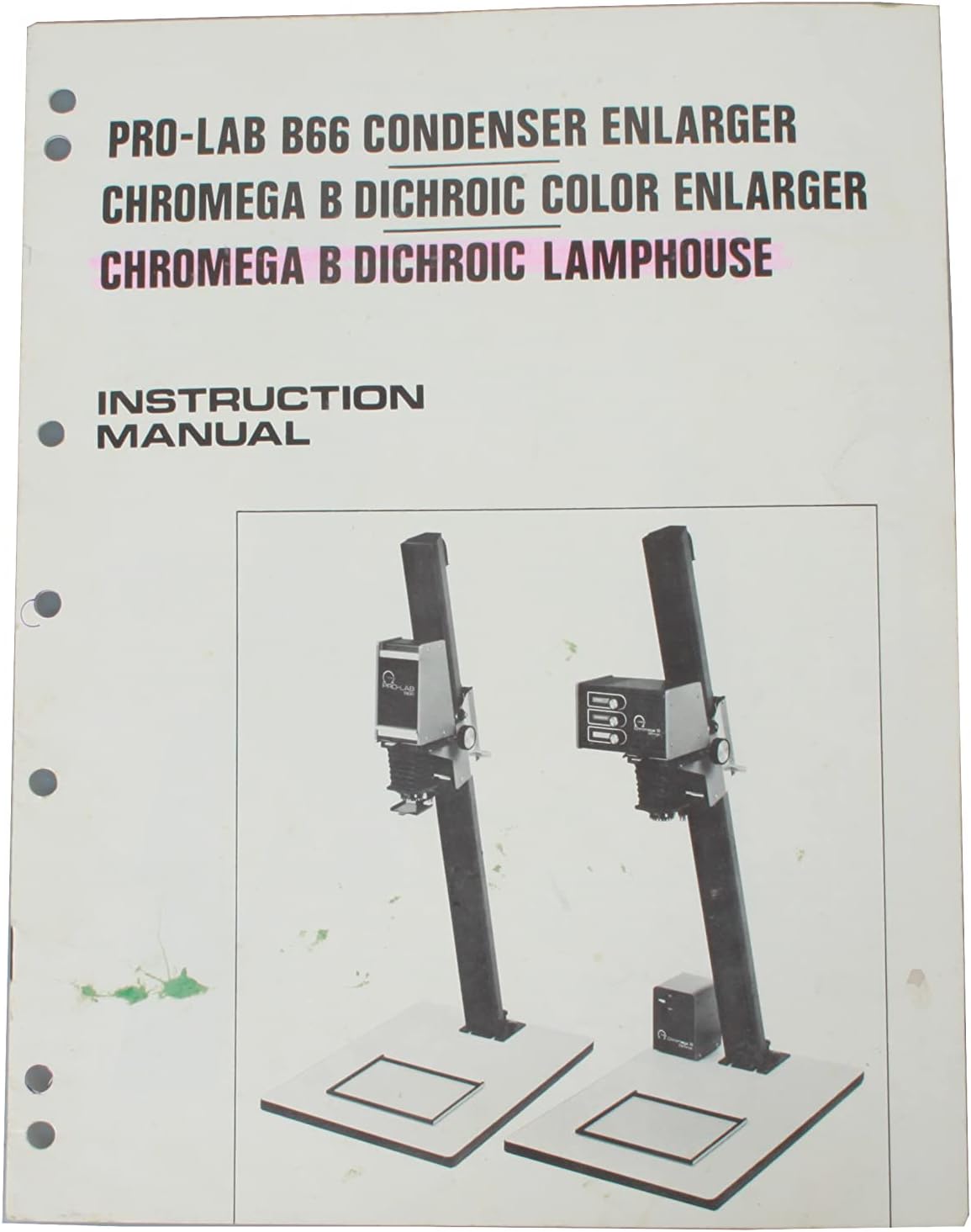 Omega PROLAB B66 Enlarger Instruction Manual CHROMEGA B