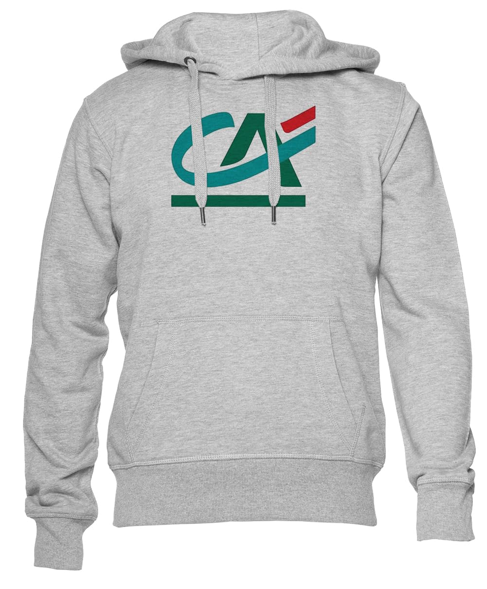 Credit Agricole Czarna Bluza Unisex Z Okrągłym Dekoltem Unisex Grey Hoodie Crewneck