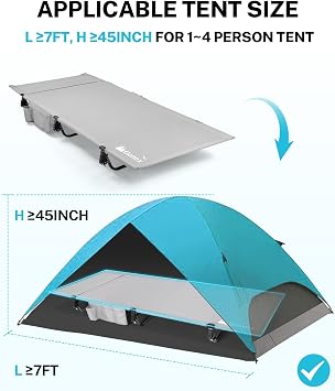 Gonex 31.5 Extra Wide Camping Cot with Premium Pillow Pocket Supports 350lbs, Portable Ultralight Folding Cot Bed for Adults Travel, Beach, Home, Sleeping (Grey)