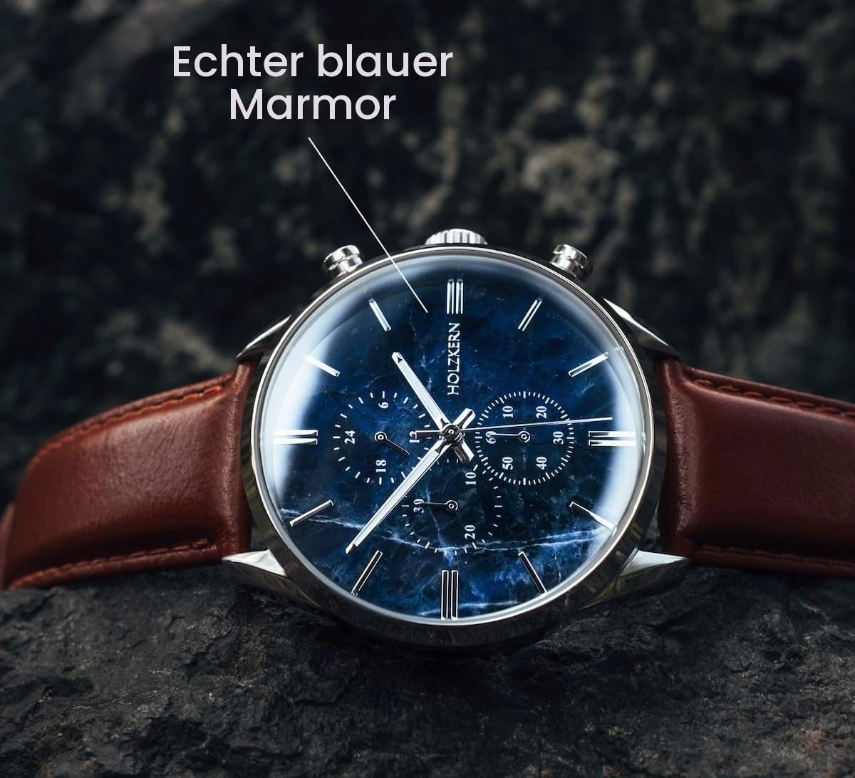 HOLZKERN Herrenuhr Chronograph Naturalist Marmor/Silberfarben 9010631007300