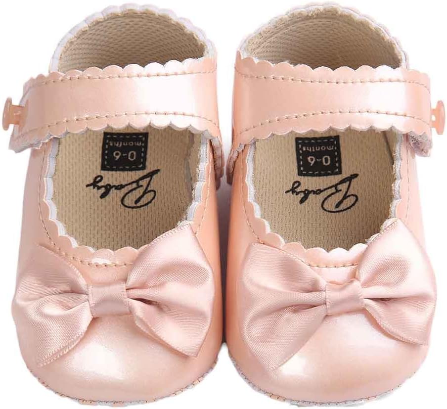 Switchali Baby Girl Bowknot pu Leather Shoes Sneaker Anti-slip Soft Sole Toddler Shoes (UK:1.5/0~6 Month, Gold,)