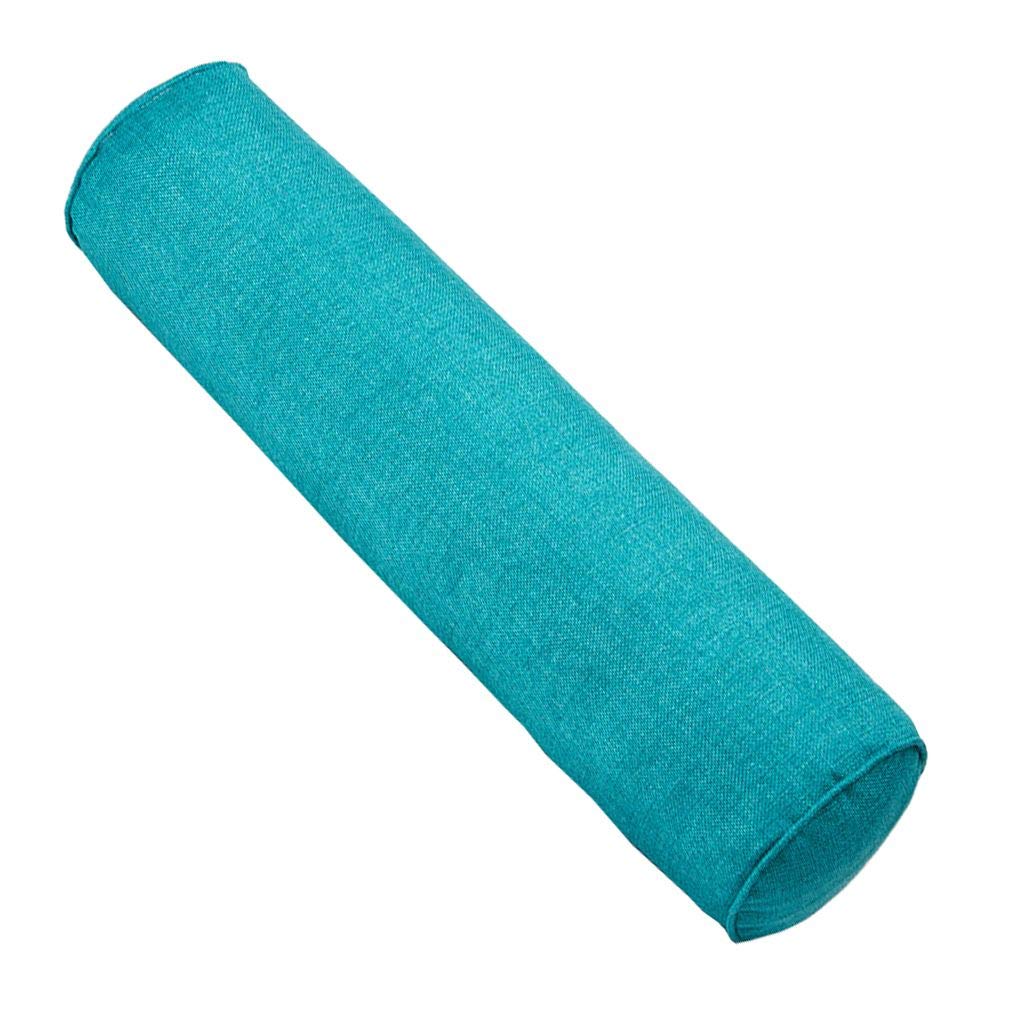 YiyiLai Cotton Linen Tube Waist Cushion Sofa Office Roll Pillow Back Support Teal 10x40cm