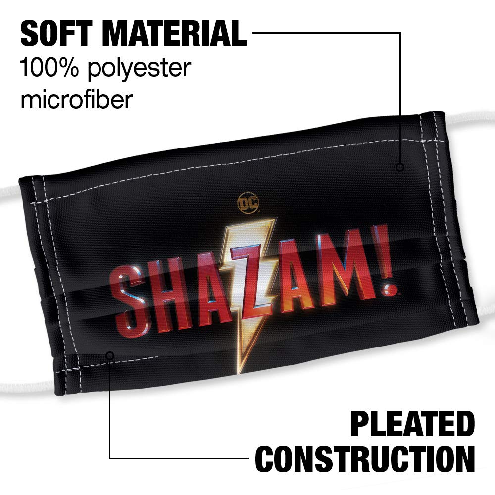Popfunk Shazam! Movie Logo 1-Ply Reusable Face Mask Covering with Adjustable Nose Wire, Unisex