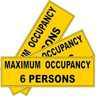 3Pcs(6"x2") - MAXIMUM OCCUPANCY 6 PERSONS Sign - MAXIMUM OCCUPANCY 6 PERSONS Sticker - Waterproof & UV-resistant