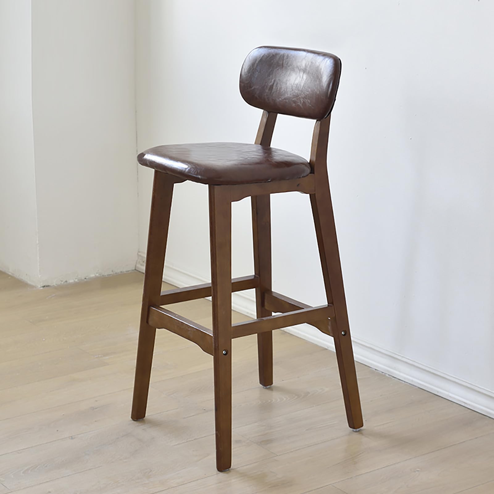 Tabourets de bar confortables avec repose-pieds solide et assise simili cuir (lot de 2)