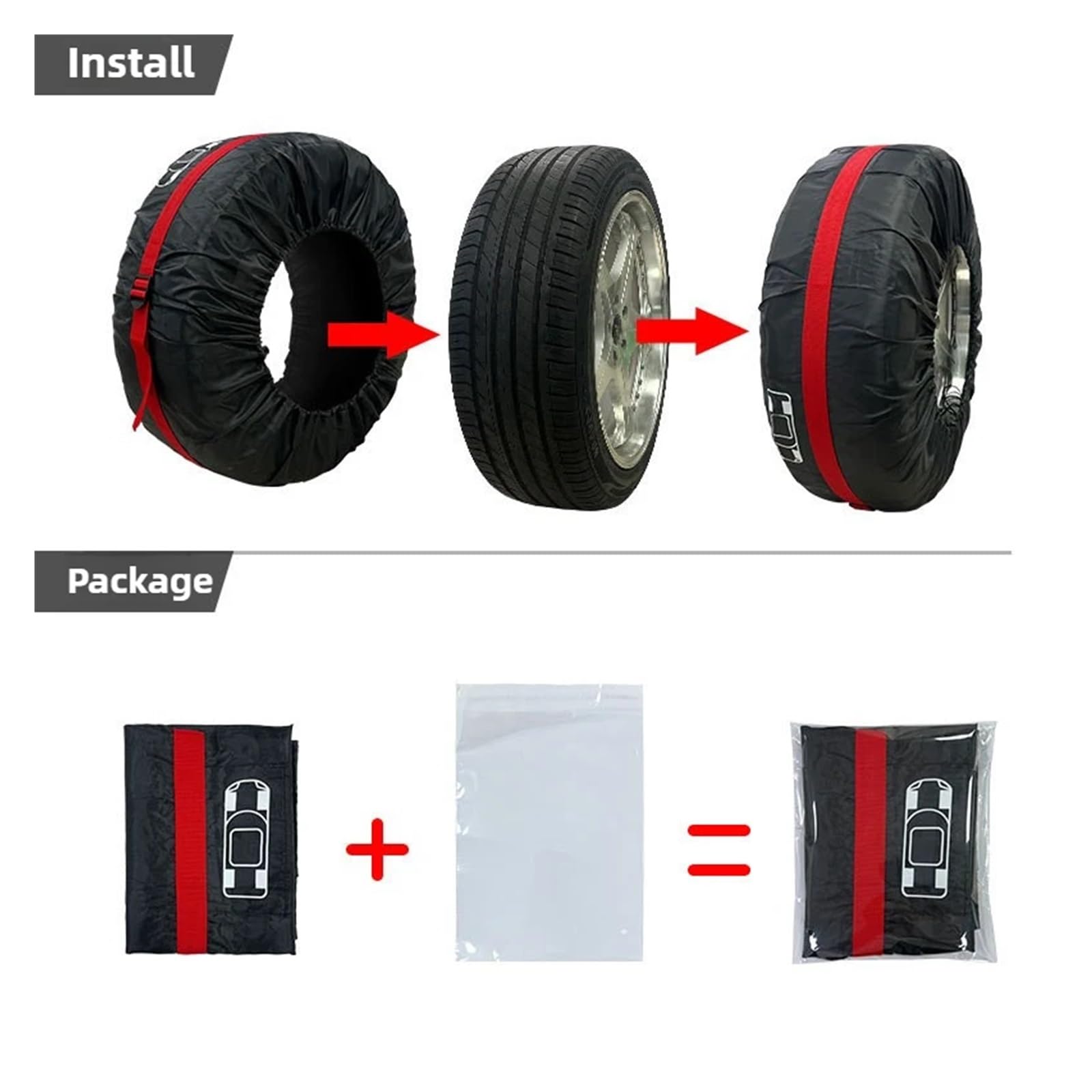 Auto-Ersatzreifenabdeckungen, 4 Stück/Lot, 210D Oxford-Gewebe, Auto-Ersatzreifenabdeckung, Rad-Aufbewahrungstaschen, staubdichte Schutzhülle, tragbare Radtasche (210D-M, 4 Stück)