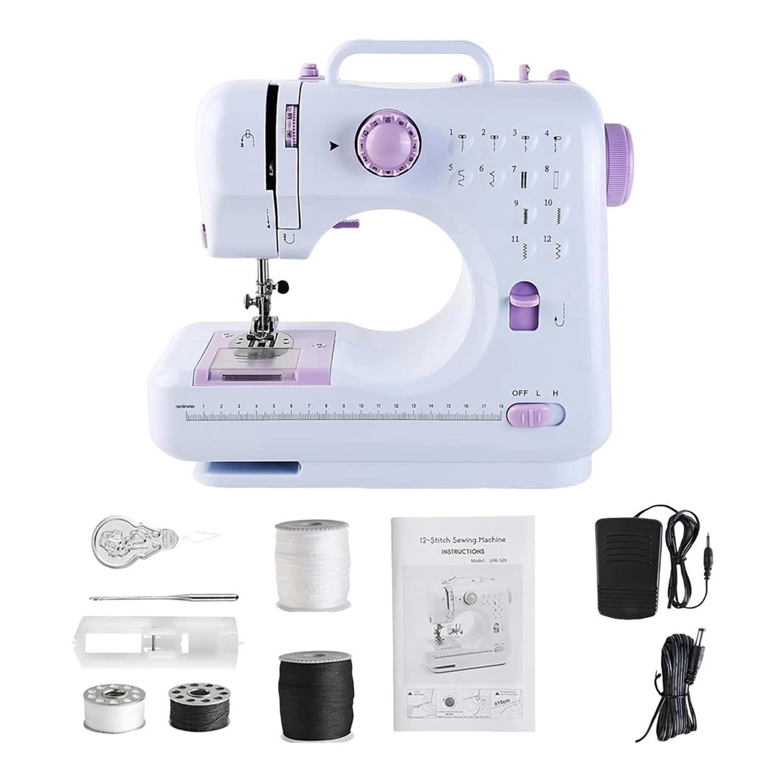 Maszyna Do Szycia Crafting Mending Machine Double Speeds Travel Sewing Machines 12 Wbudowanych Ściegów Zestaw Z Pedałem Nożnym Dla Początkujących Proste I Szybkie Szycie