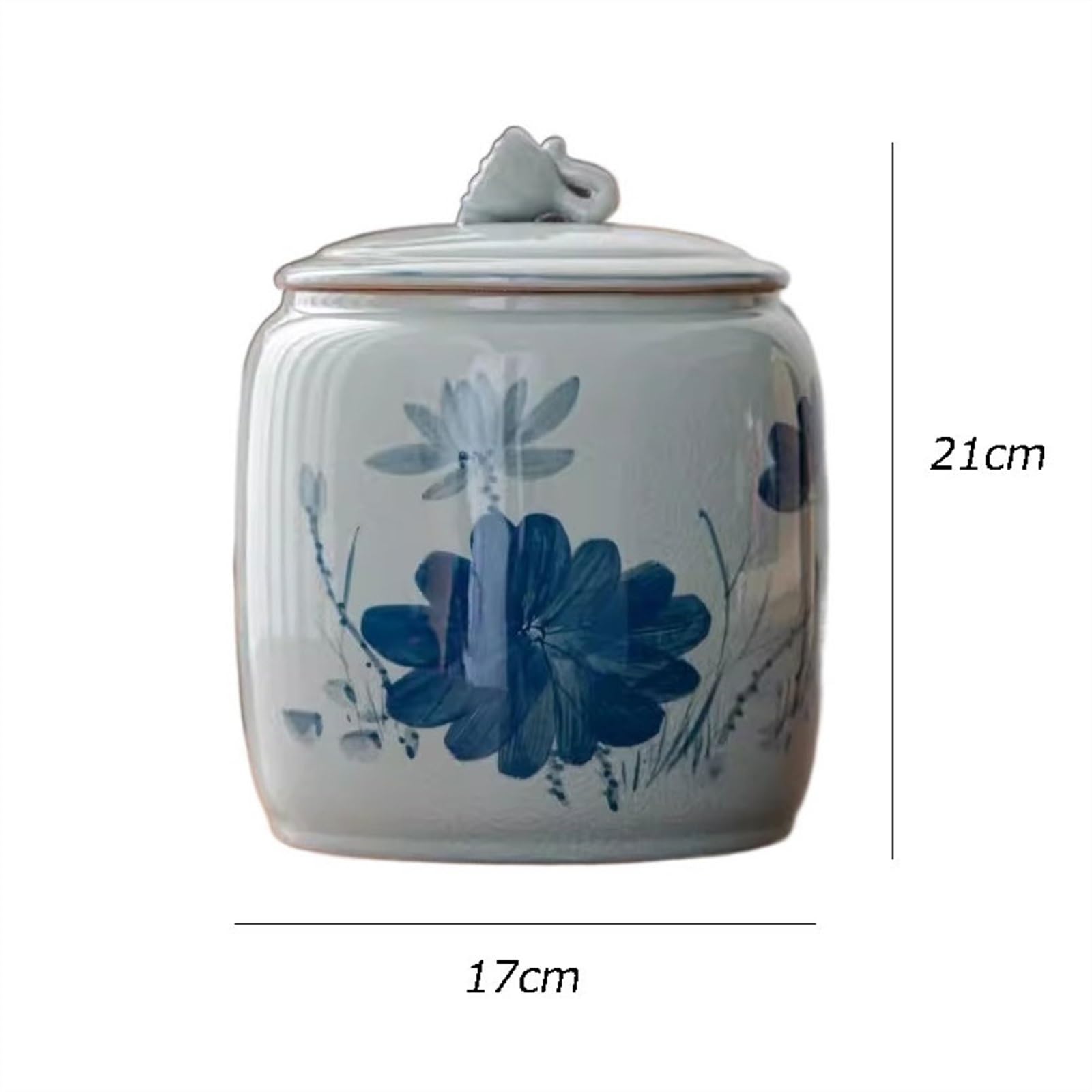 pojemniki na herbatę, kawę i cukier Ceramiczny słoik do przechowywania herbaty, ręcznie malowany, zapieczętowany z lotosem