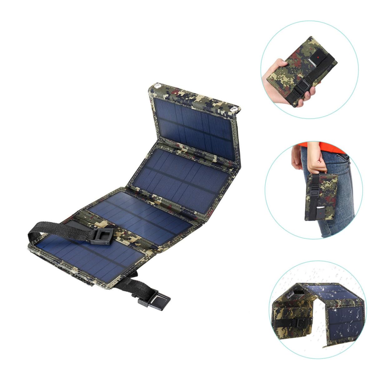 Cargador Solar Plegable USB Portátil para Camping Viajes y Dispositivos Móviles Herramienta de Carga para Exteriores