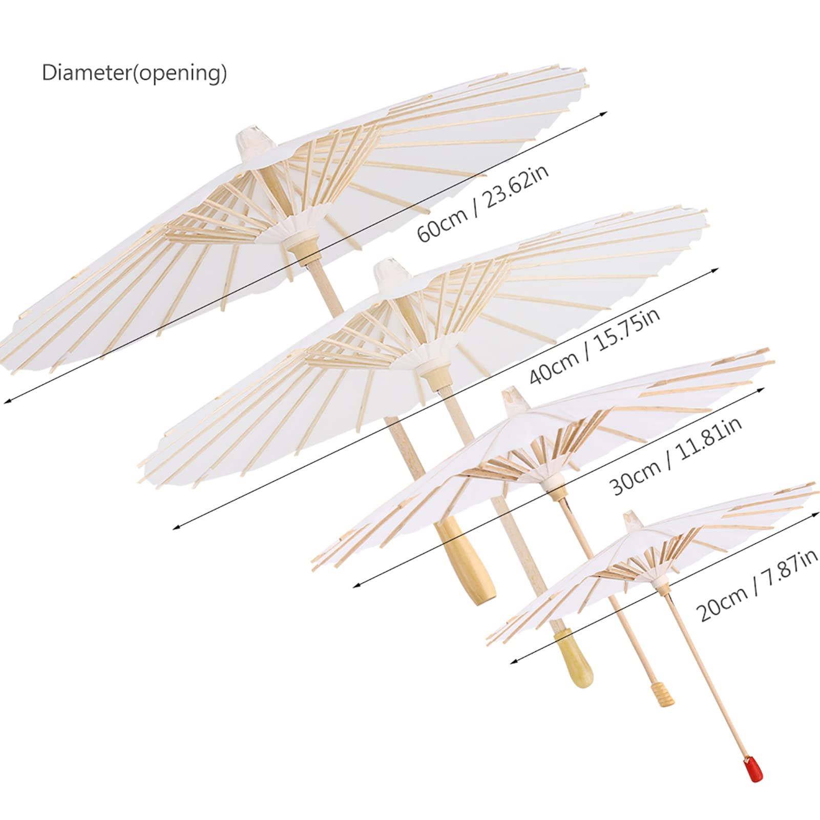 Ombrello Di Carta Bianco Per Decorazione - Diametro 60cm, Per Matrimoni, Feste E Pittura Fai Da Te - Foto 4