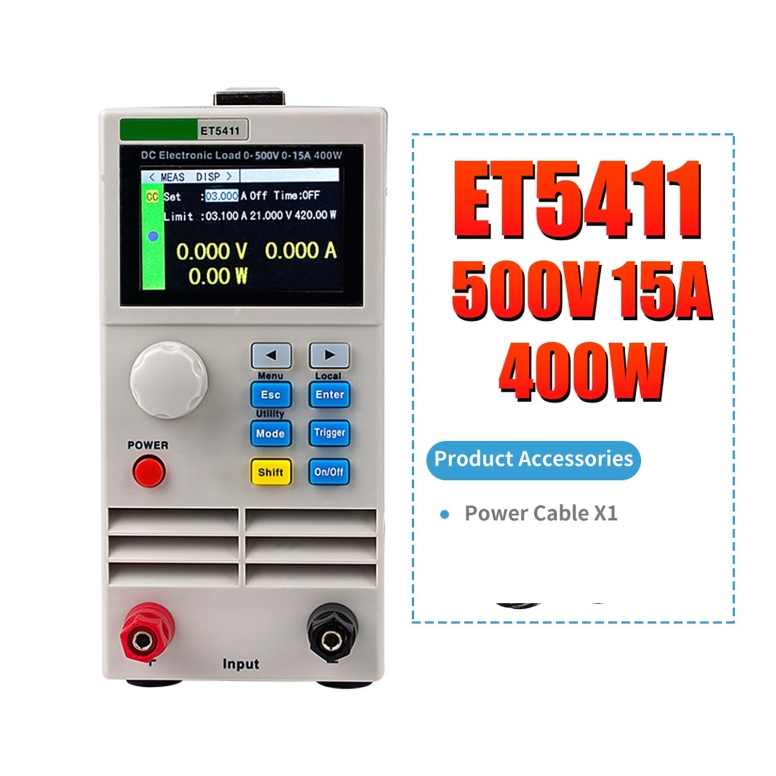 Programowalny tester obciążenia elektrycznego akumulatora prądu stałego, 500 V/150 V, 40 A/15 W, 400 W, ET5420, ET5410, cyfrowy miernik obciążenia Wysoka dokładność