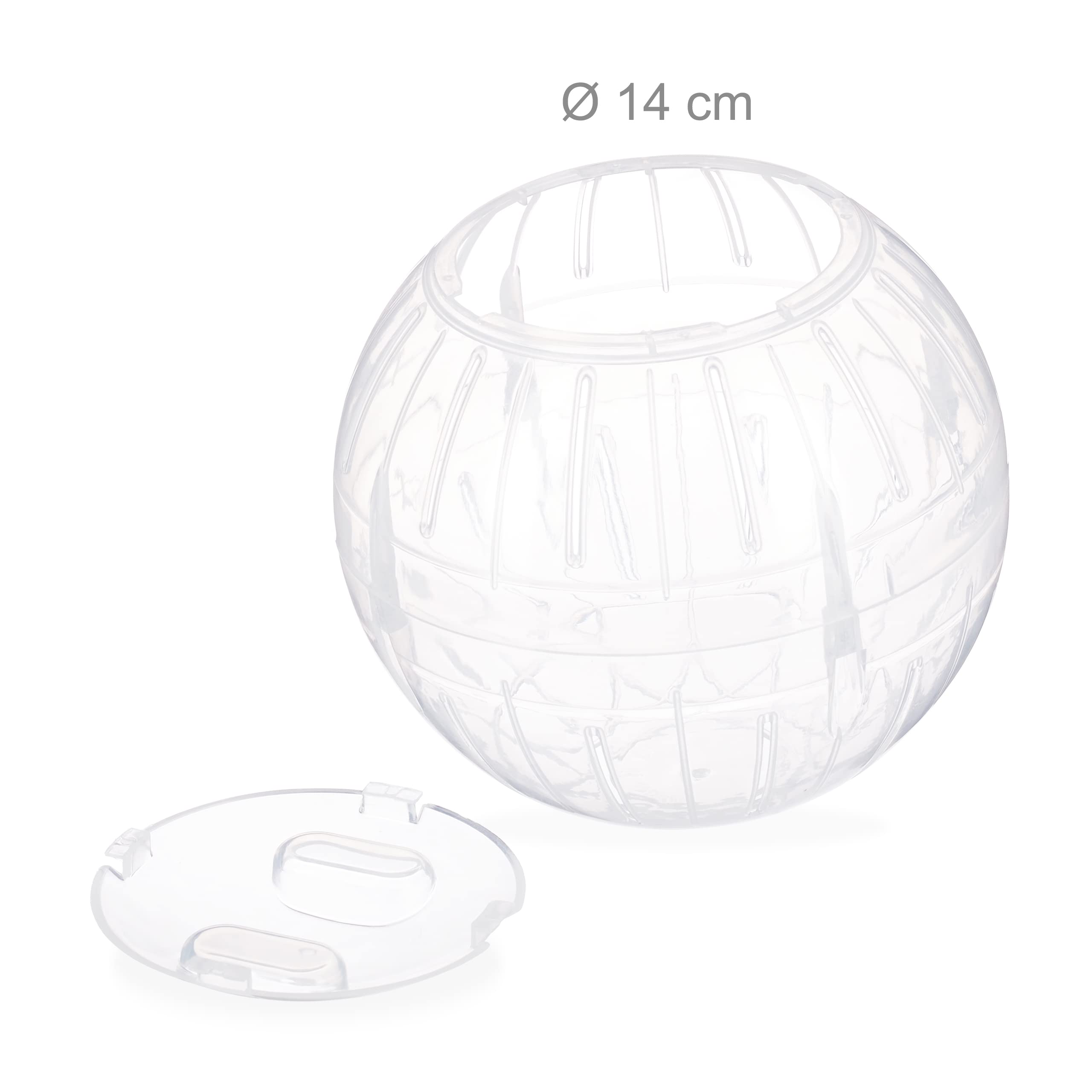 Relaxdays Palla per Criceto, Jogging Ball per Criceti & Roditori, da Esercizio, Giocattolo per Camminare, Plastica, 14 cm, Trasparente