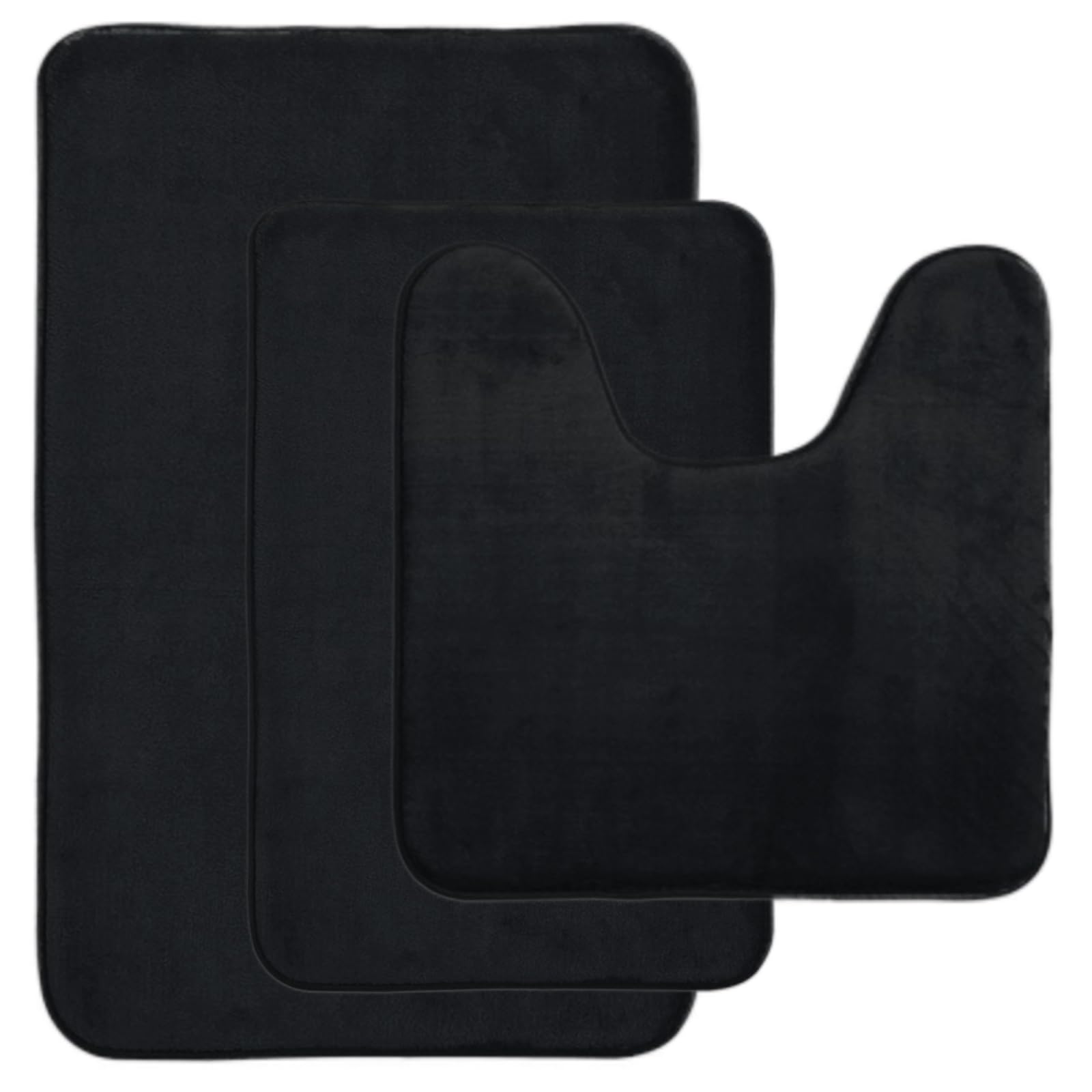 Black Bathroom Rugs Extra Soft Memory Foam Bath Mat Sets 2 Piece Non Slip Absorbent & Dry Living Mat Sets Washable Bath Carpets with Toilet Rug,Bath Rugs for Bathroom,Tub,Shower,Kitchen,Bedroom