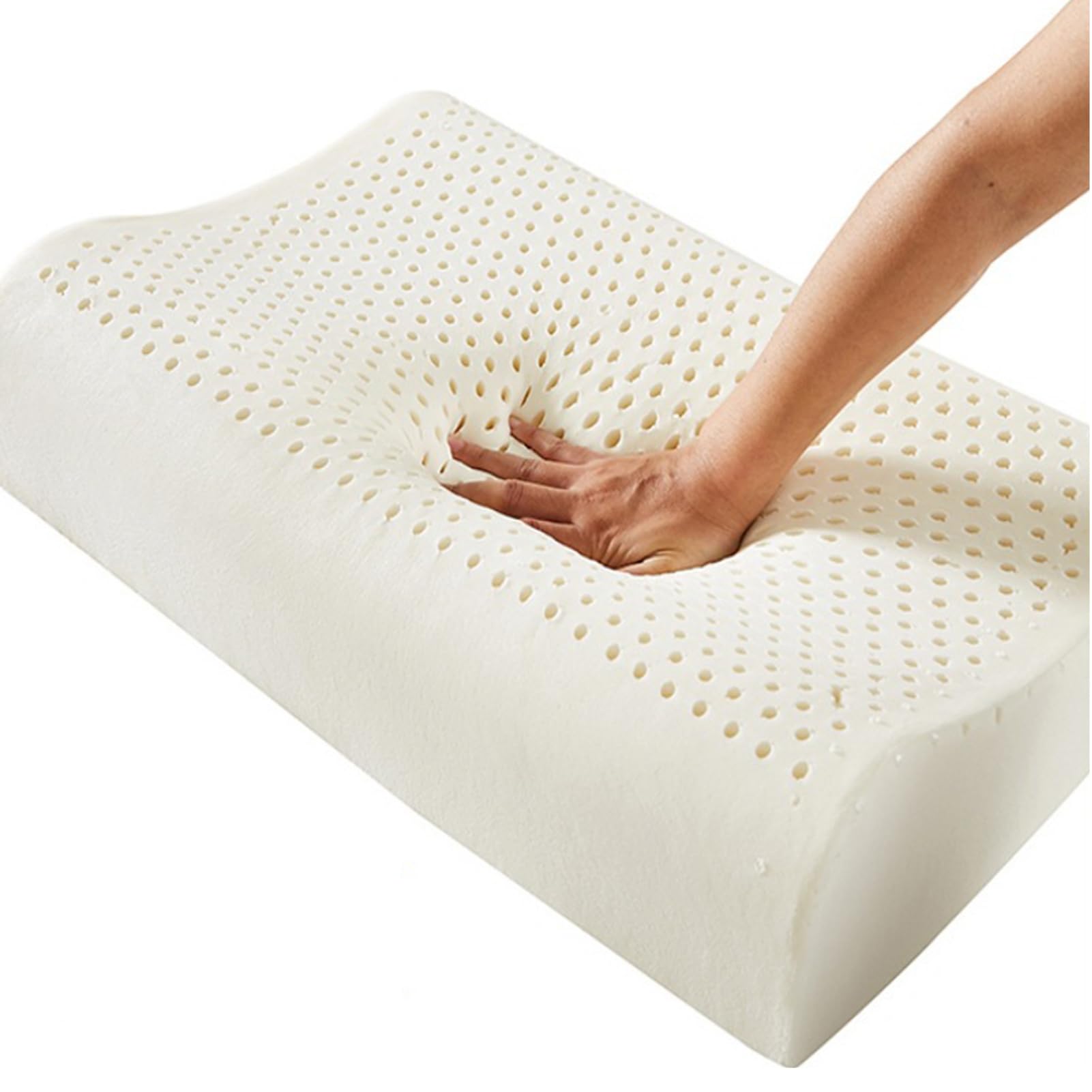 Almohada de látex natural premium, alivia la presión, funda extraíble, 40 x 60 cm