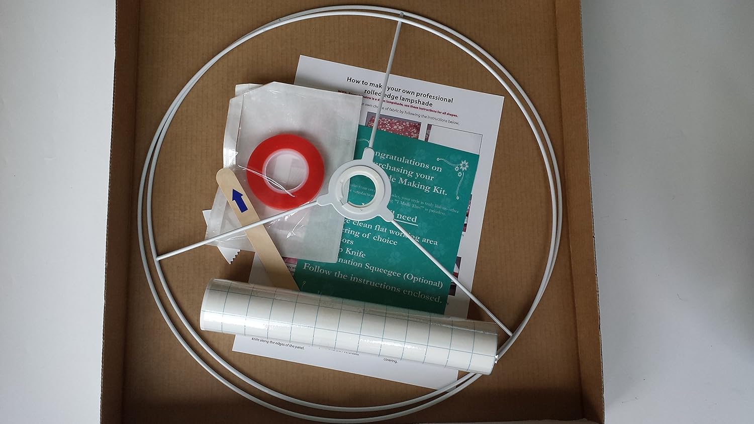 40cm Lampshade Making Kit for Ceiling or Table lamp..DIY. Includes Wooden Stick (40cm Kit Single, Drum)