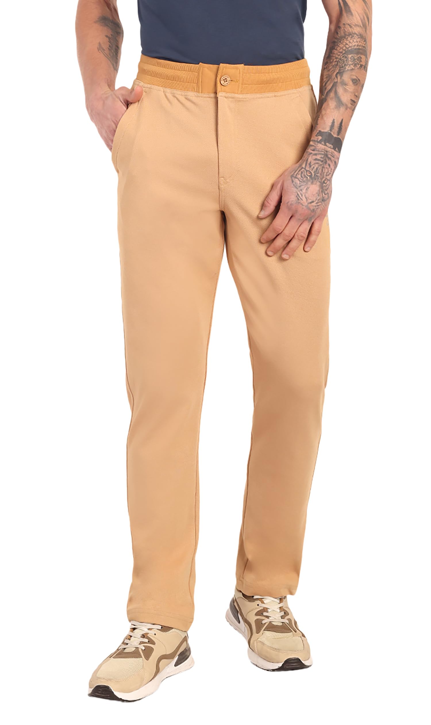 big button Men's Cotton Slim Fit Trackpant with Front Button Open-picture-22