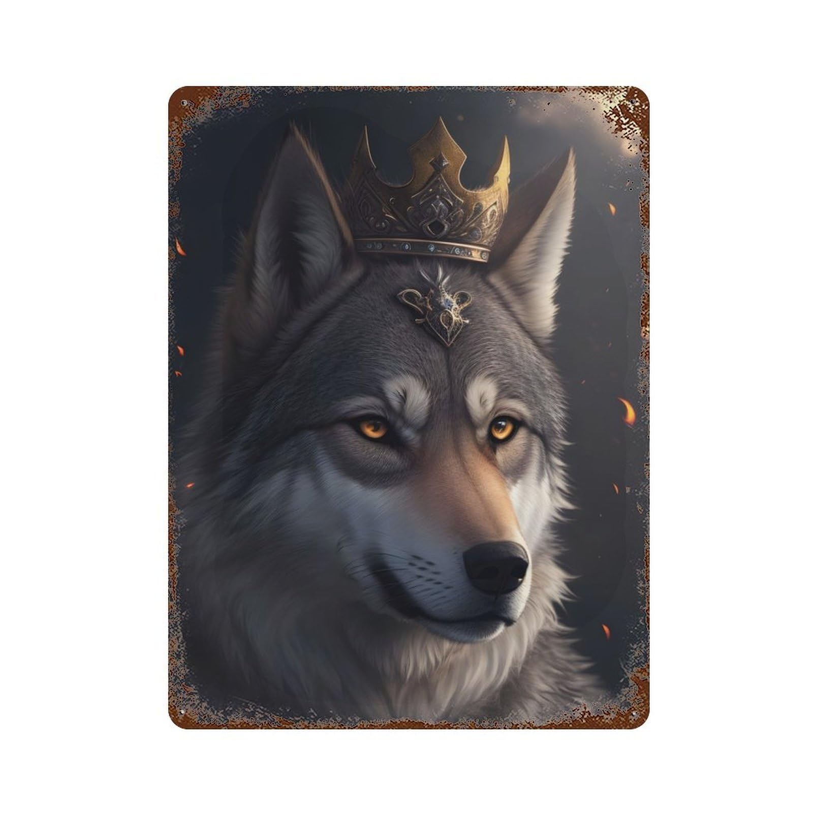 Wolf King Funny Retro Metal Sign 15.7"x11.8", for Garage, Bar And Workshop Decor, Shabby Chic Decor