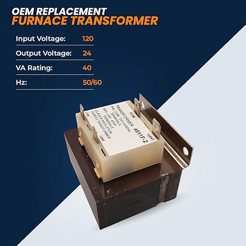 Miniatura 2 de 4011F-2 24V Transformador 40VA 5060 HZ OEM Horno Reemplazo Transformador Primario 120V, Secundario 24V Compatible con HornosEquipo HVAC