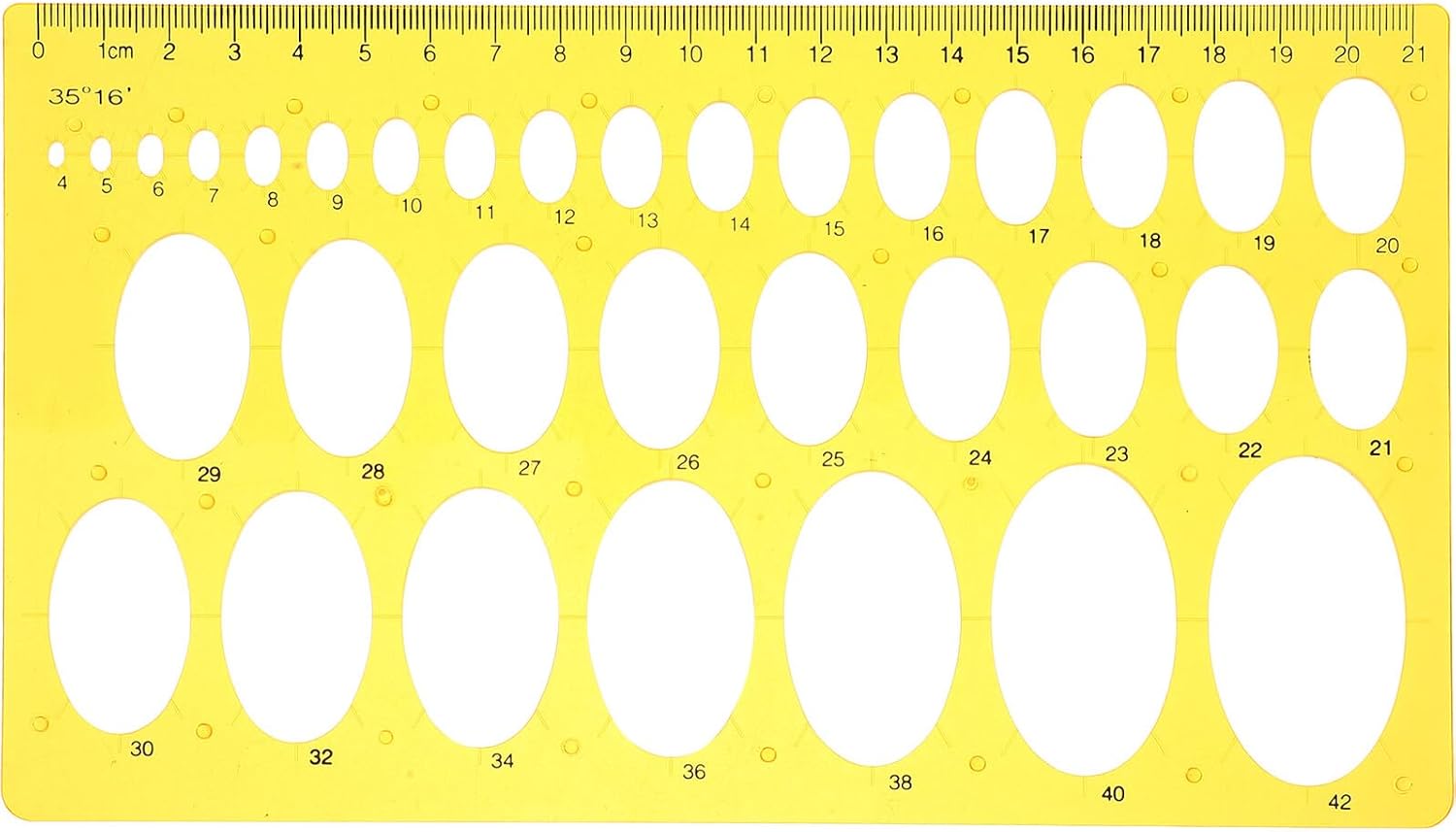 Ellipse Measuring Rulers Drawing Template, Orange Plastic