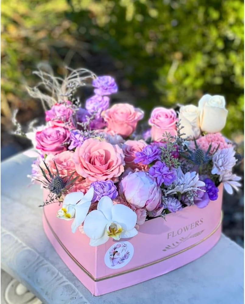 UNIKPACKAGING Set of 3, Heart Shaped Flower/Gift Boxes (Pink)