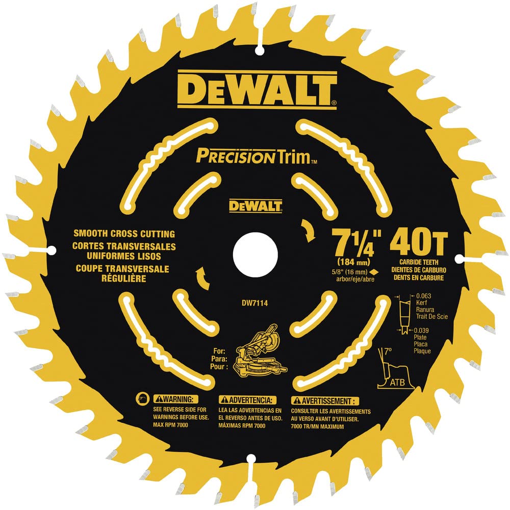DeWALT Dw7114pt lame 40t pour réussir la pose de plinthes sans éclats