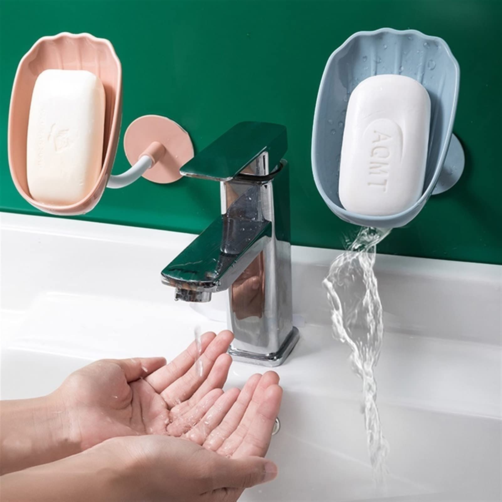 Caja de jabón, sin Perforaciones ni Pegado, Soporte para jabonera de Pared para baño, Ducha, Caja de jabón, Soporte para Esponja, contenedor de Almacenamiento de jabón