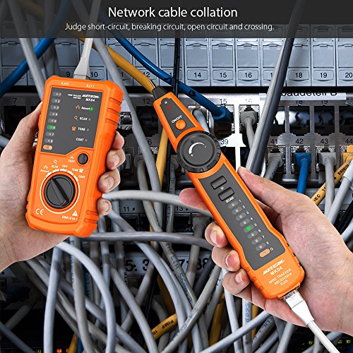 Wire Tracker Meterk RJ11 RJ45 Line Finder Handheld Cable Tester Multifunction Cable Check Wire Measuring Instrument for Network Maintenance Collation, Telephone Line Test, Continuity Checking