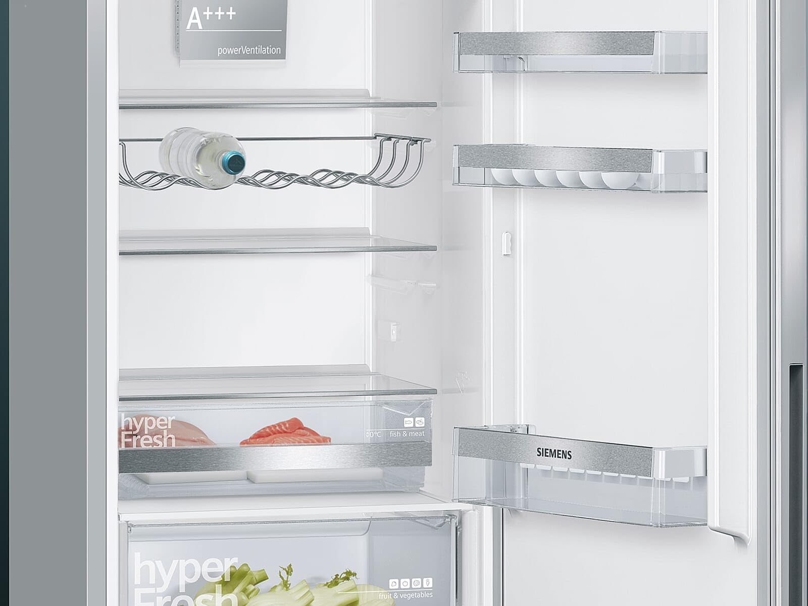 Siemens KG36EALCA iQ500 Frigorifero congelatore freestanding/C / 149 kWh/anno / 308 l/hyperFresh Fresh Fresh Fresh/bigBox/illuminazione interna a LED/superCooling, look in acciaio inox,