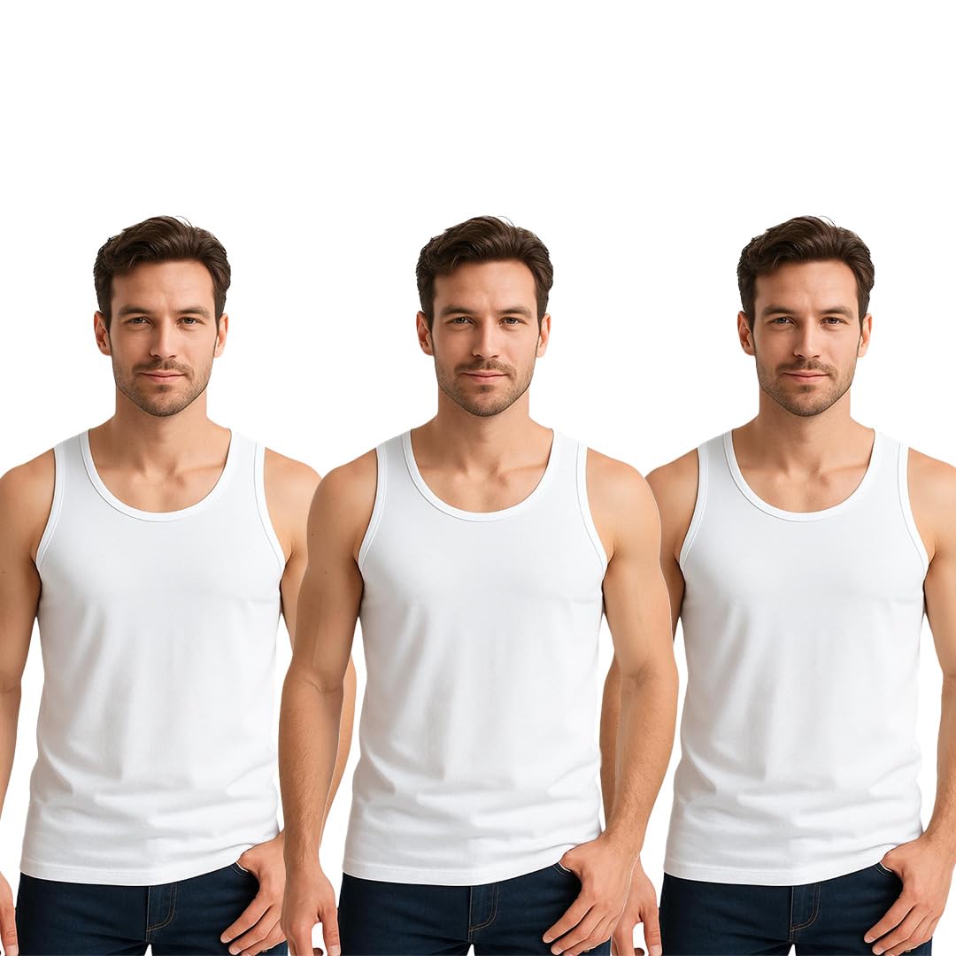 apolo Men's Super Combed Rib Cotton Round Neck Sleeveless Vest | Pack of 3| Lightweight, Breathable | Ganji | Banian | Baniyan | Sando for Men-picture-38