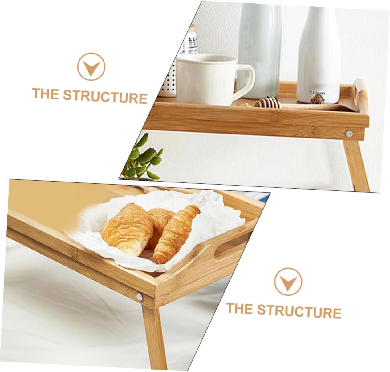Foldable Bed Tray with Legs Multi Functional Laptop Desk Breakfast Serving for Working Eating Bed Height