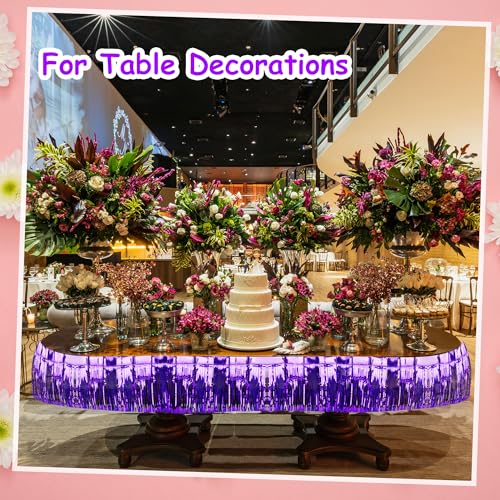 Image of 4 Pack Iridescent Fringe Float Curtain, Metallic Foil Fringe Garland Wall Hanging Drapes Tassel Foil Float for Parade Float Trailer, Birthday Holiday Outdoor /Indoor Party Decoration (Purple)
