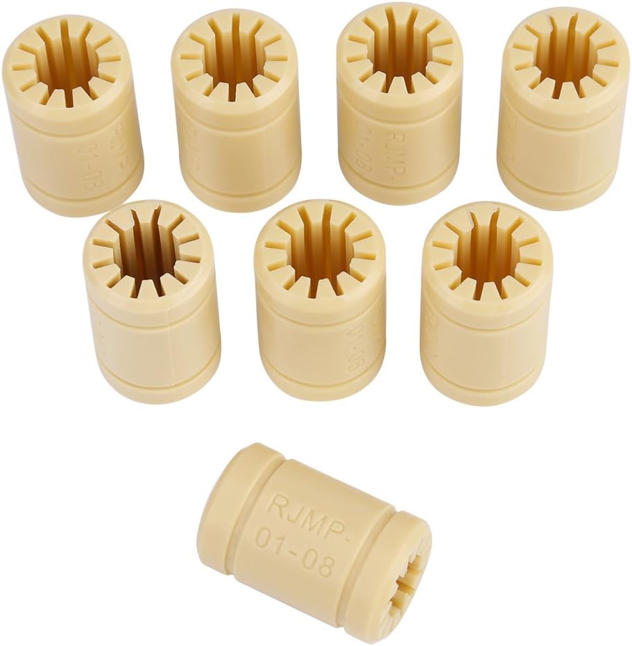 Hilitand 8pcs/Set Plain Bearing LM8UU 3D Printer Accessories, 8mm Shaft, 16mm Outside Diameter, 0.8cm Thick, 25mm Length, 0.31inch Inner Diameter, Metal, for 3D Printer