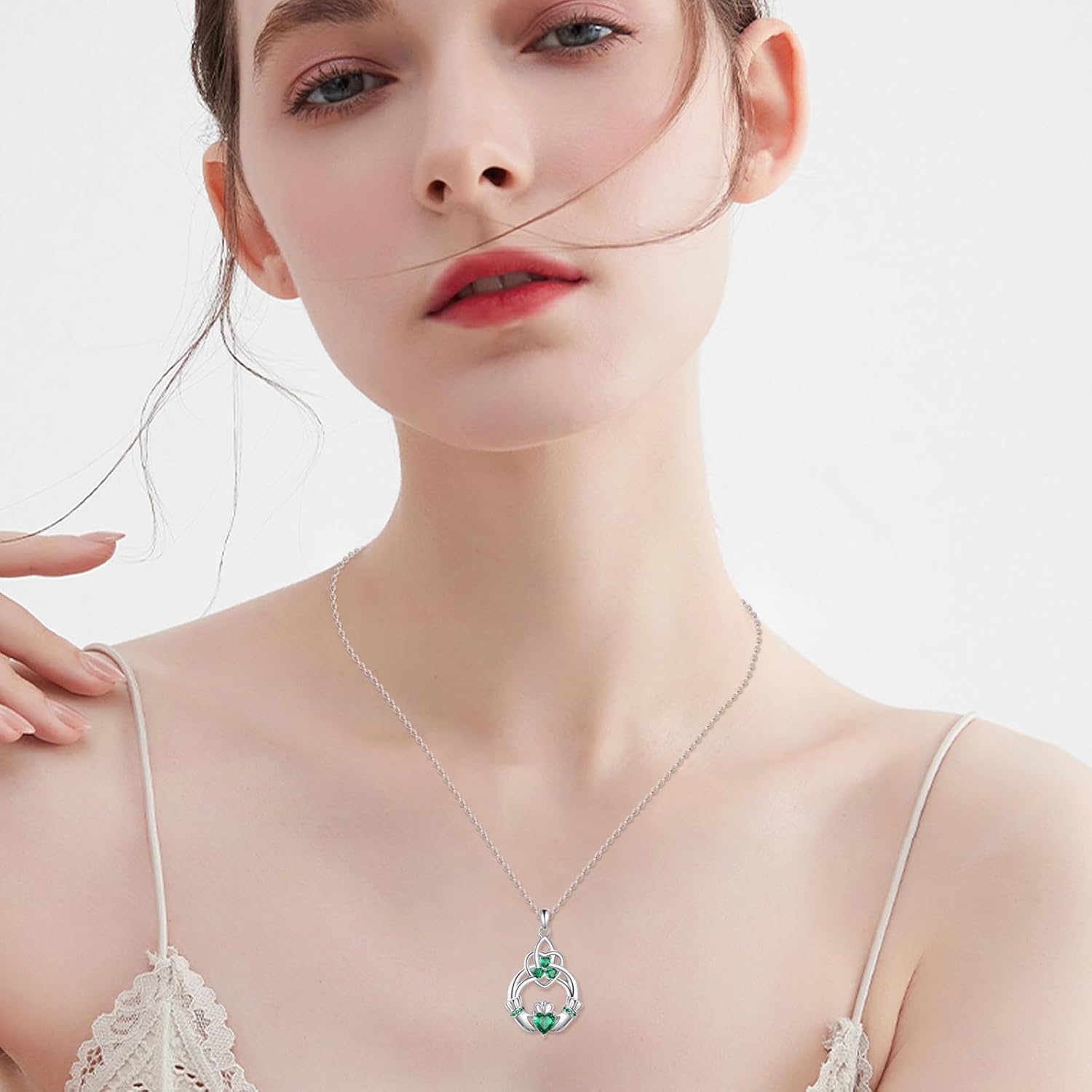 Irish Claddagh Necklace 925 Sterling Silver Trinity Celtic Knot Pendant Eternity Love Celtic Shamrock Necklaces Irish Jewelry Gifts for Women Mom Wife - Image 6