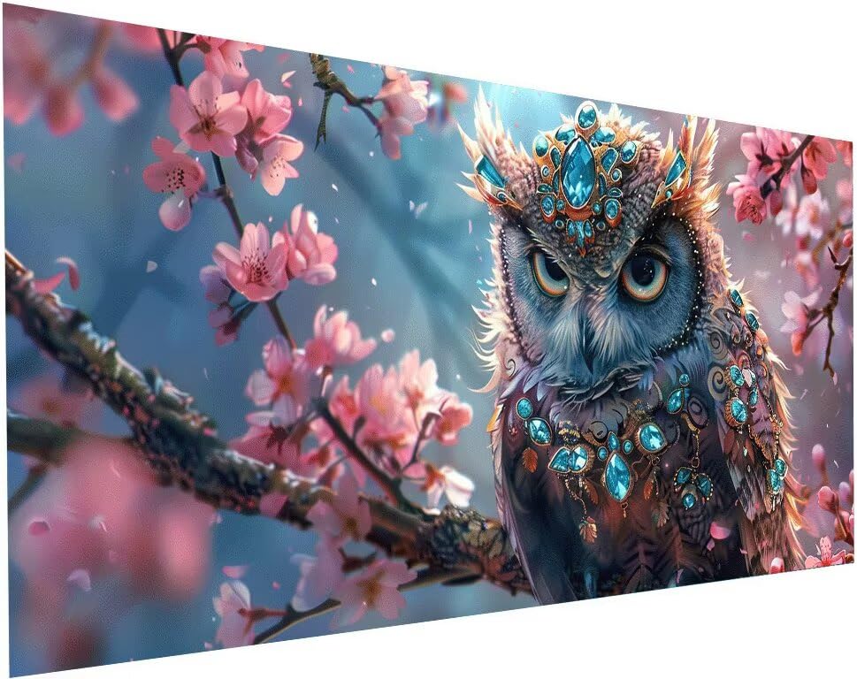 Kit Loisirs Créatifs Adulte XXL Idée Cadeau | Peinture Diamant 5D Arbre et Hibou S-563 Grand Format
