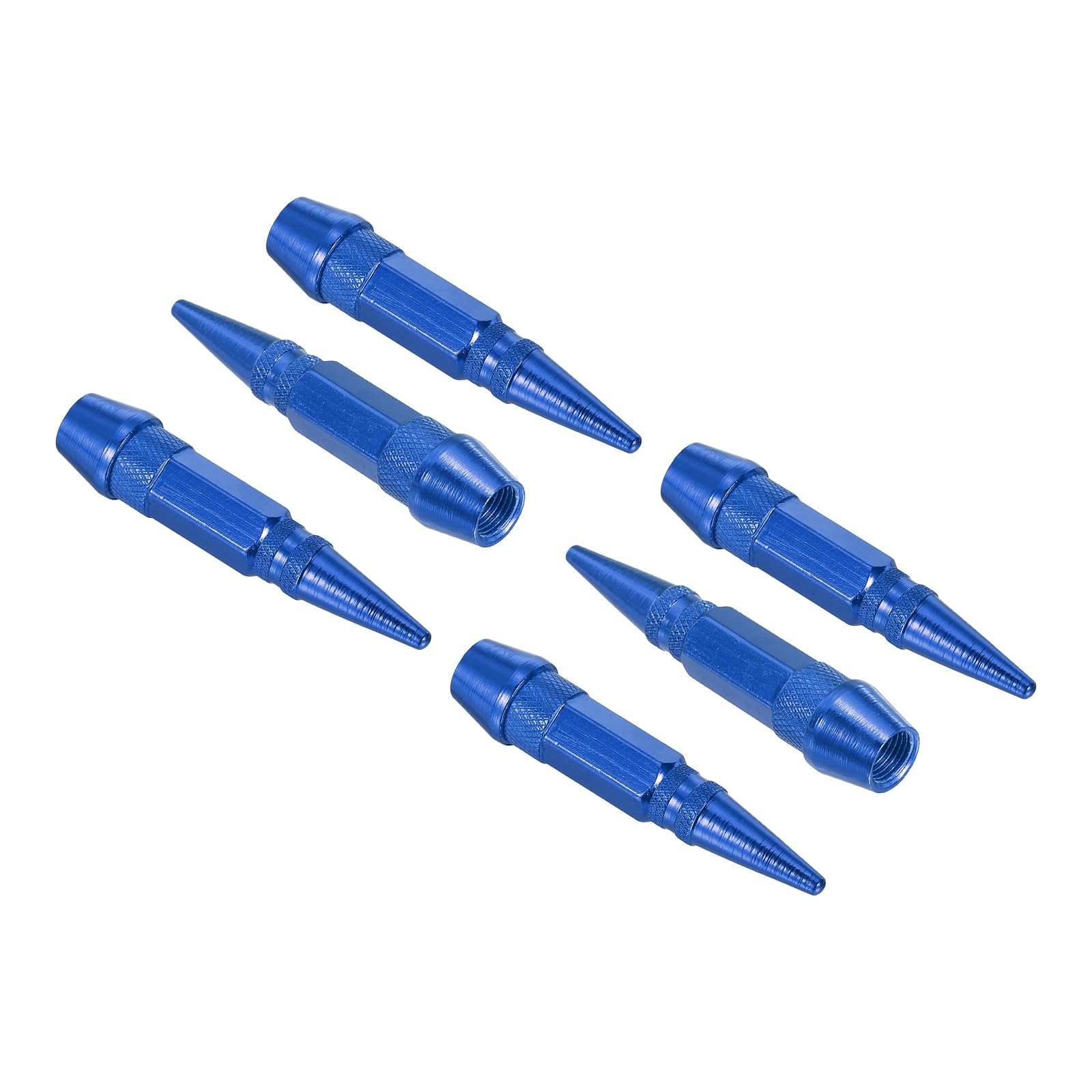 PATIKIL Spiked Shape Tire Valve Stem Caps 60mm, 6 Pcs Aluminum Alloy Car Wheel Valve Cap Universal Dustproof Tire Valve Covers for Car Bike Motorcycle Truck, Blue