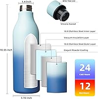 Vista 133 de BJPKPK Botellas de agua aisladas, botella de agua de metal de acero inoxidable de 18 onzas con correa, termo a prueba de fugas sin BPA, tazas