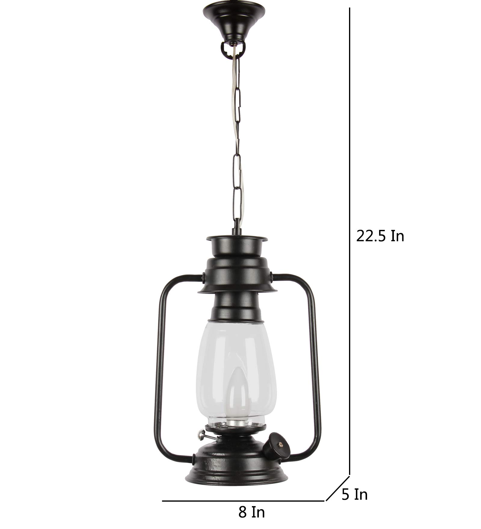Devansh Black Clear Glass Lantern Hanging (Black) 4