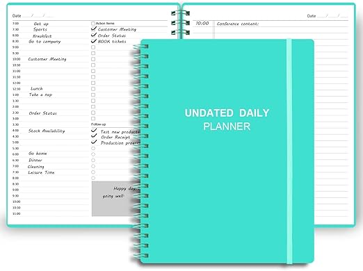 A4 Undated Daily Planner - With Hourly Schedules, Action Items And Follow-up, A4 Organizer Notebook To Increase Productivity, Appointment Book For Time Management, PU Leather, 8.5 × 11 Inch - View #4