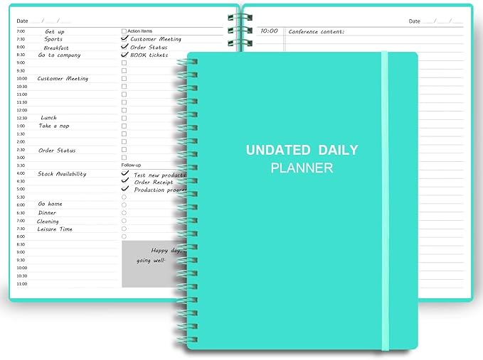 Daily Planner: Undated Hourly Schedule & Action Items | Boost Productivity