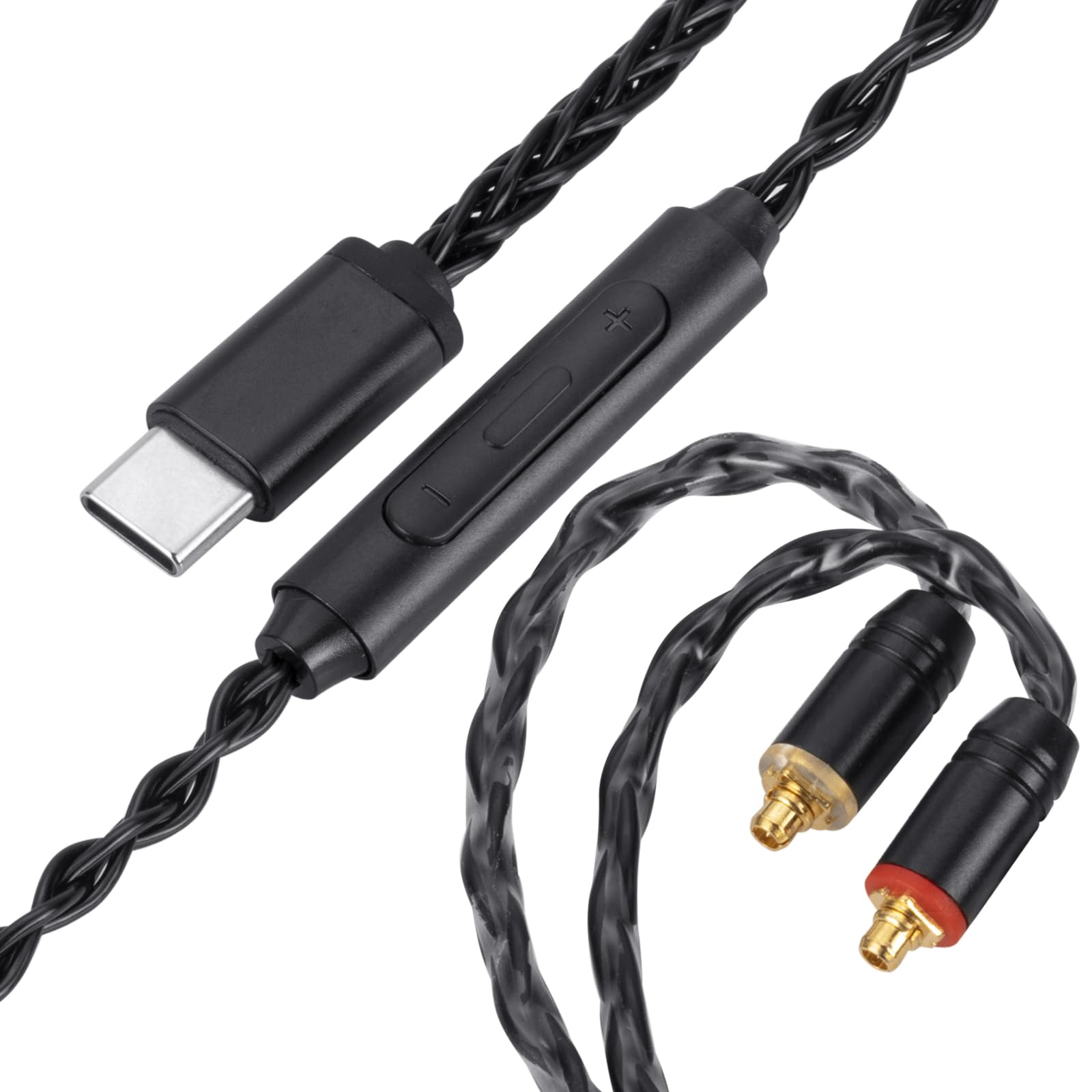 Alphatec Cable USB-C a Dual MMCX IEM Balance para auriculares, 8 núcleos OCC chapado en plata, actualización de audio digital ultra flexible para auriculares intraurales, control en línea (4 pies